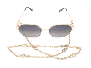 Солнцезащитные очки VALENTINO (VALENTINO, 7907, Ободковая, Металл, Золотой, Италия, Солнцезащитная, Геометрическая, 53-15-135, Женщ)