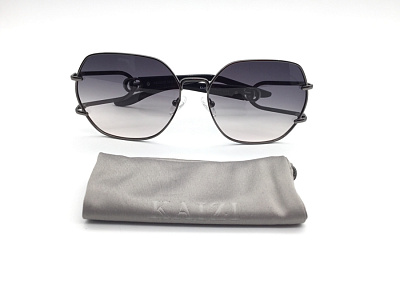 Солнцезащитные очки KAIZI (KAIZI, 33222, Ободковая, Металл, Черный, КНР, Polarized, Геометрическая, 58-19-145, Металлические эл)