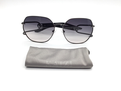 Солнцезащитные очки KAIZI (KAIZI, 33222, Ободковая, Металл, Черный, КНР, Polarized, Геометрическая, 58-19-145, Металлические эл)