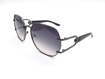 Солнцезащитные очки KAIZI (KAIZI, 33222, Ободковая, Металл, Черный, КНР, Polarized, Геометрическая, 58-19-145, Металлические эл)